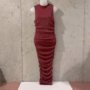 NWT - FashionNova Wine “Keep Standards High” Midi Dress - Size L